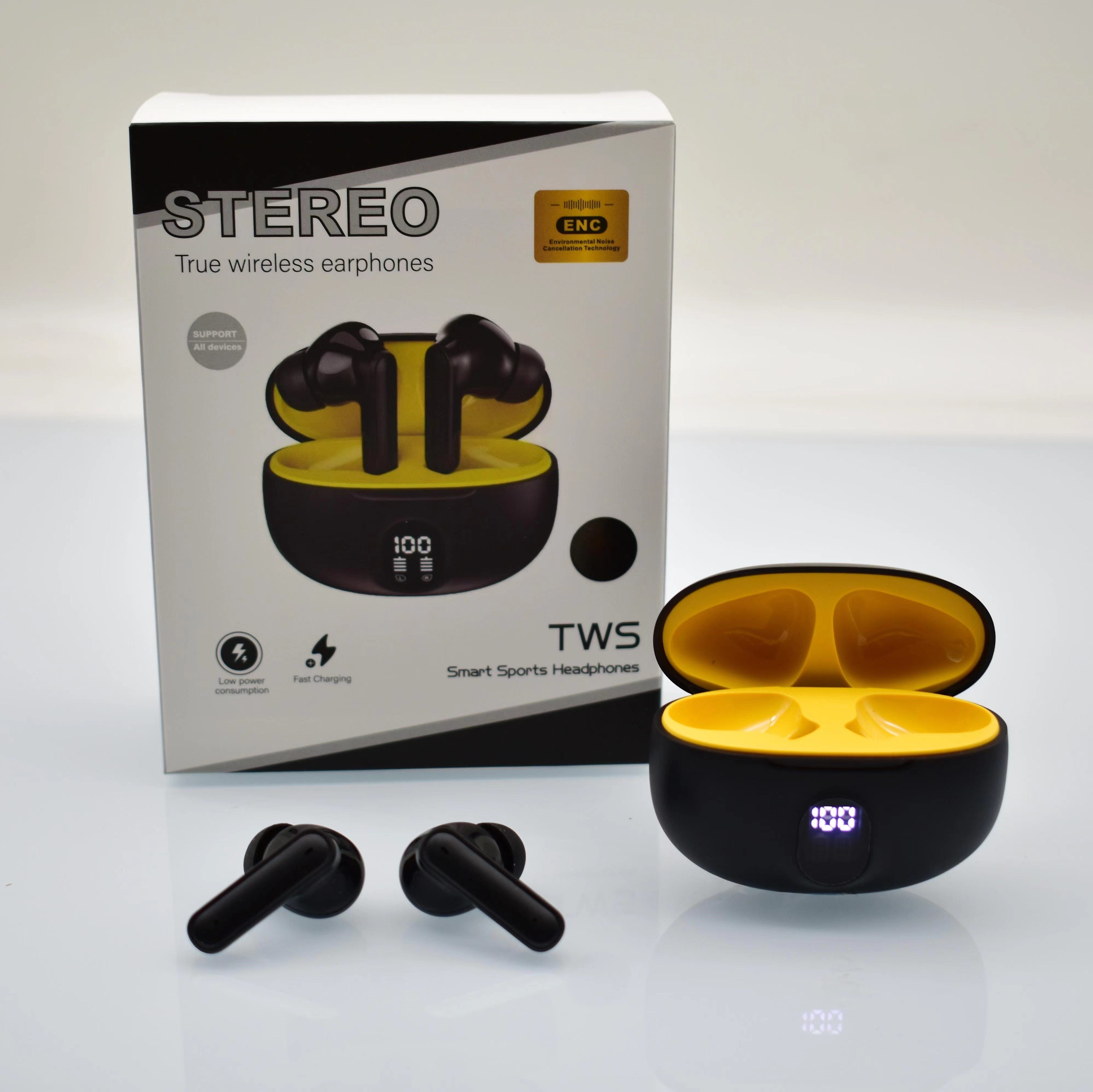 Professional Display Earbuds STEREO 895B Wireless Bluetooth Earbuds | Mic in-Ear Headphones with LED Display | Type C Fast Charging | Bluetooth 5.3 for Android/iPhone