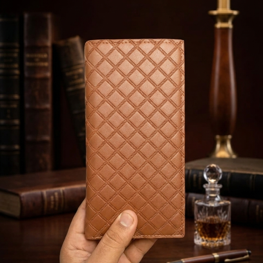 Men’s Quilted Leather Bifold Wallet | Slim & Stylish | Multiple Card Slots | Durable Everyday Accessory | Black