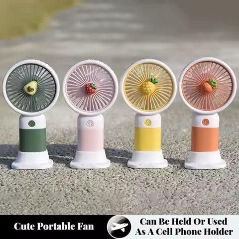 Rechargeable Mini Handy Fruit Character Fan Portable USB Cooling Fan Cute Design Handheld Fan for Kids and Travel