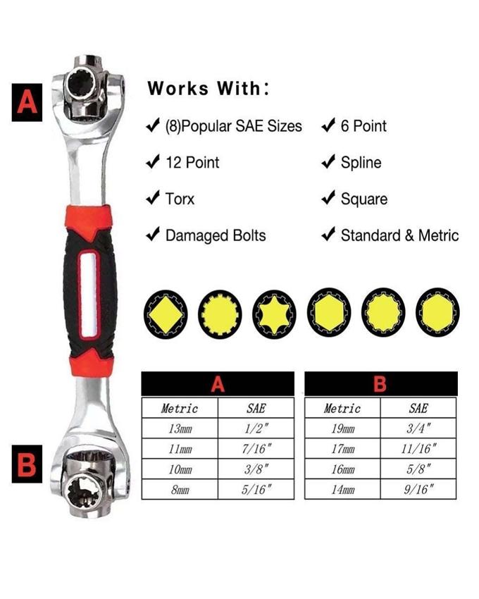 48-in-1 Multi-Socket Wrench, Universal Hand Tool with 360° Rotating Head + Free Home Delivery